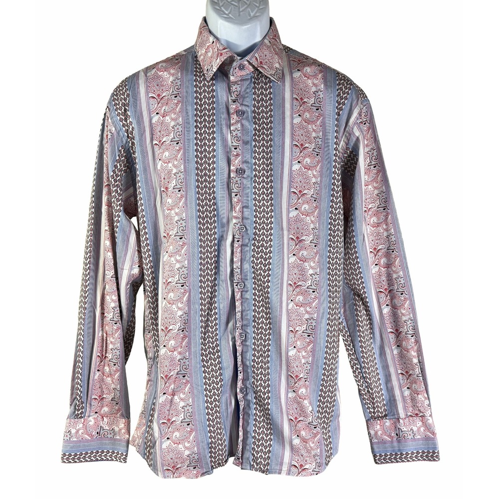 Envy Couture Button Down Shirt Mens XL Multi‎ Color Paisley Slim Fit